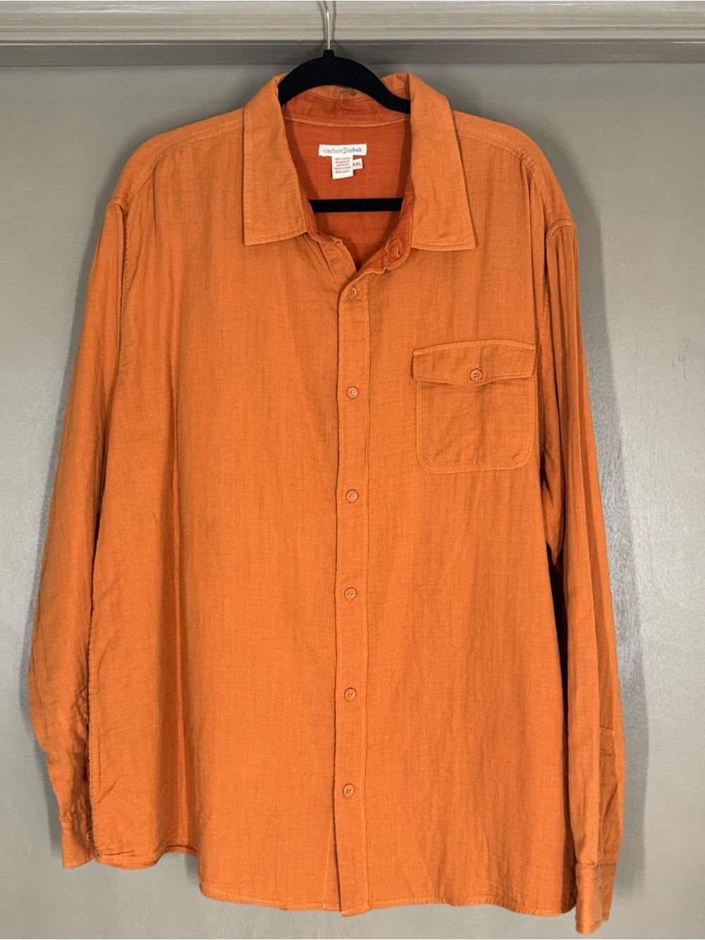 Carbon2cobalt Long-Sleeve Orange Button-Up Shirt Size XXL